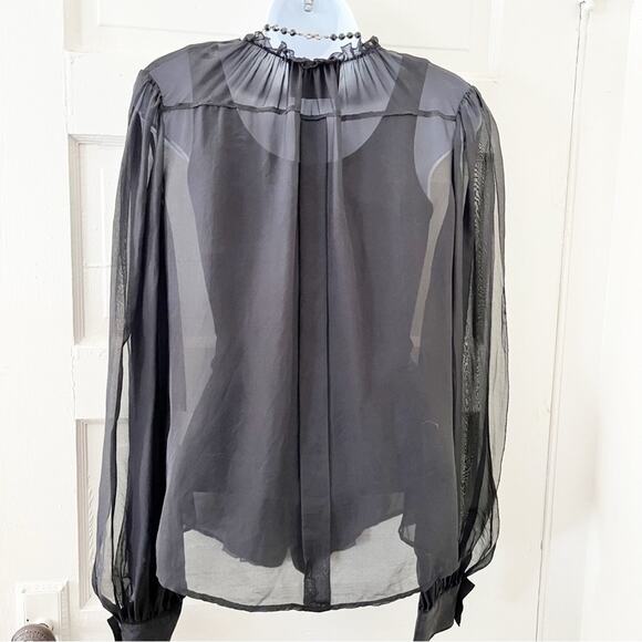 DOLCE & GABBANA 100% Silk Sheer Black Open Sleeve Top, Italian 44 / US M - Picture 12 of 15